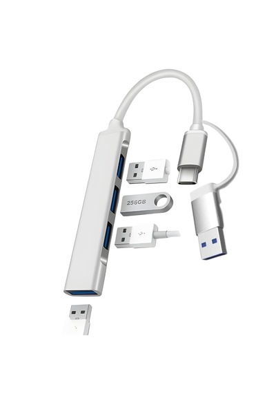 Alfais 6033 Usb 3.0 Type C Hub 4 Port Çoklayıcı Çoğaltıcı Çevirici Dönüştürücü Adaptör