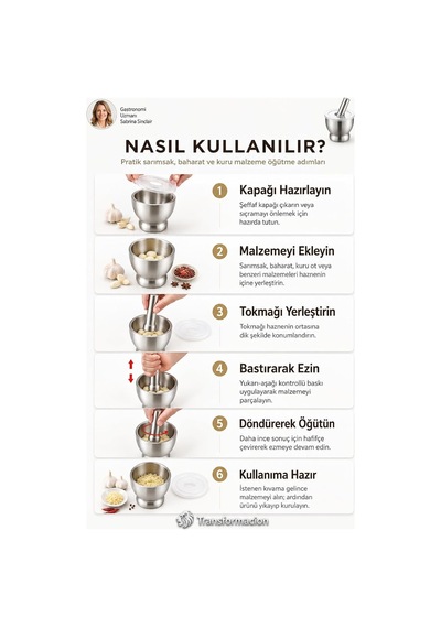 Sarımsak Ezici Ve Havan Seti - Kapaklı 1.6 Kg Profesyonel Kaymaz Tabanlı Baharat, Zencefil Ve İlaç Öğütücü Hav