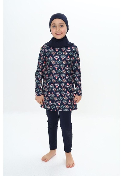 My Kids Wear 7-16 Yaş Tesettür Mayo Gri - Yeşil