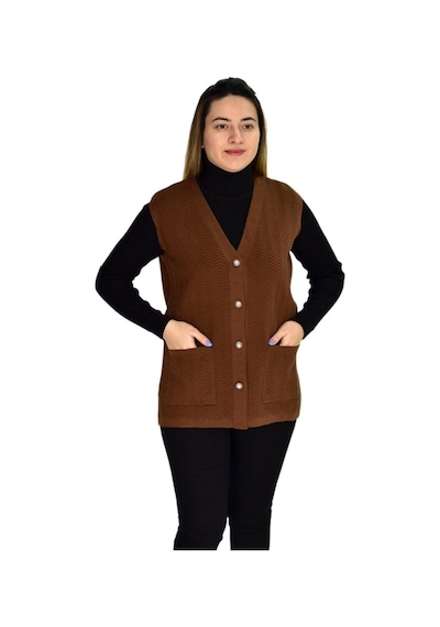 Kadın Cepli Triko Yelek Bgl-st03343 001