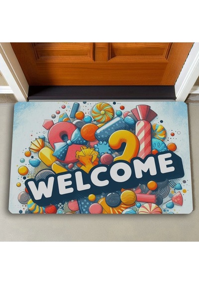 Valerine Life Şeker Festivali Welcome Kapı Önü Paspası 45x70cm