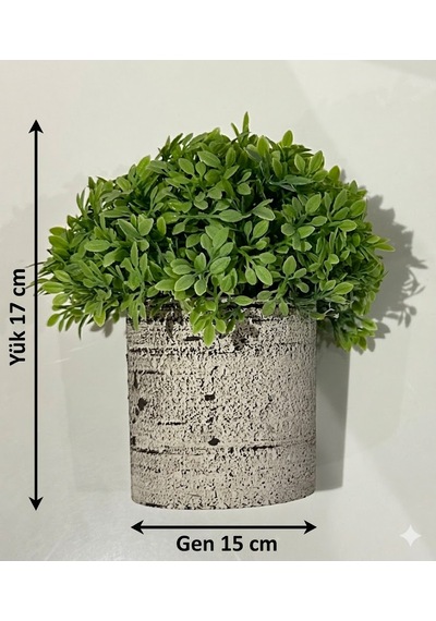 Dekoratif Yapay Bitki Seti - Saksıda Gerçekçi Yeşillik - 17 Cm Yeşil