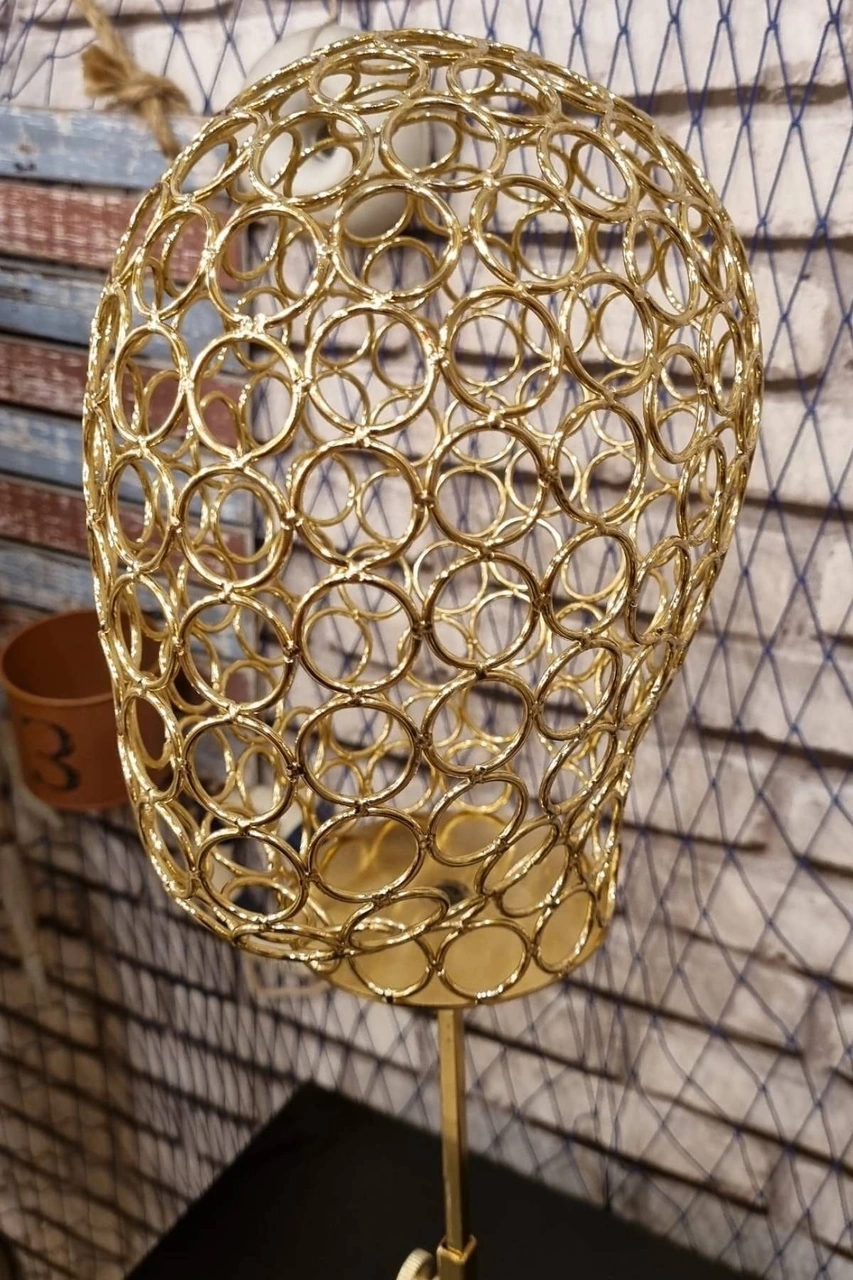 Erkek Tel Kafa Mankeni Gold Renk Şapka Aksesuar Sergileme Mağaza  Mankeni 01