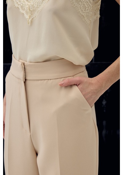Sateen Cepli Klasik Pantolon - Bej-136694 Bej