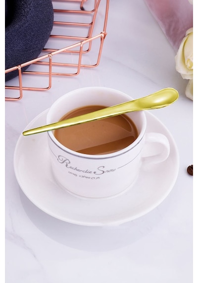 201 Çelik 6 Adet Gold Mat 12,5 Cm Klasik Çay Kaşığı Cin941sr-6 Altın