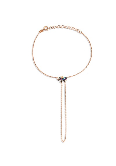 Renkli Taşlı Fil Motifli Gümüş Şahmeran - B058401 Rose Gold