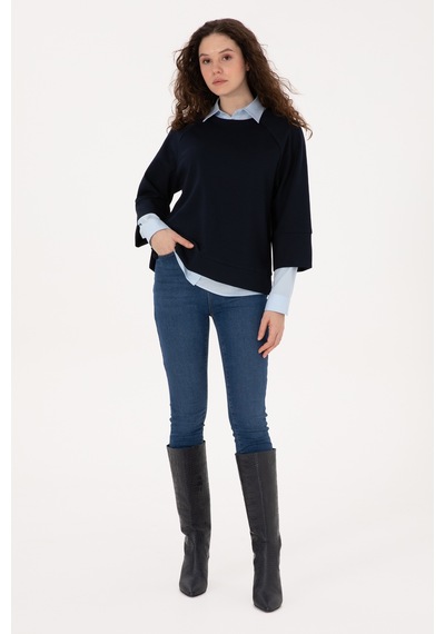 U.S. Polo Assn. Kadın Lacivert Bisiklet Yaka Sweatshirt 50307782-VR033