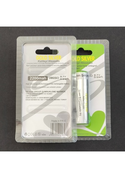 Gold Silver 2 Adet 18650 2200mah 3.7v Şarjlı Pil El Feneri Ve Kafa Feneri Uyumlu