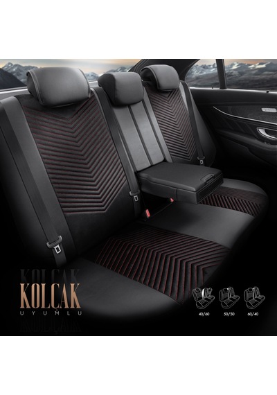 Advanced Design Özel Tasarım Premium Deri-Keten Ekstra Destekli Universal Oto Koltuk Kılıfı Tam Set