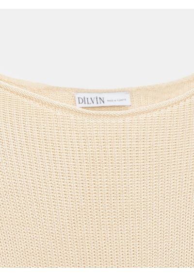 Dilvin 10804 Kayık Yaka Dökümlü Kazak-taş