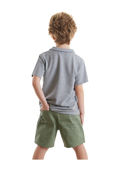 Kaplan Erkek Çocuk Yazlık Polo Yaka T-shirt Gabardin Şort Takım