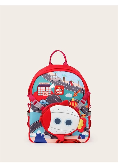Supercute Two İn One Sırt Çantası - Rocket - Kırmızı