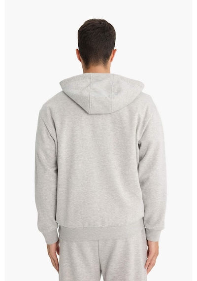 Defacto - Relax Fit Kapüşonlu İçi Yumuşak Tüylü Basic Düz Cepli Kalın Fermuarlı Sweatshirt D7599AX25SP Gri