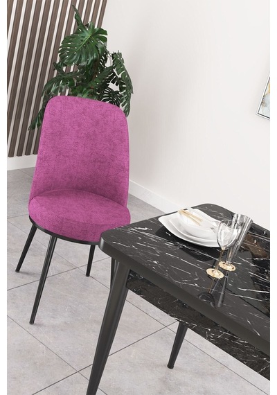 Canisa Concept Nil Serisi 70x110 Sabit Mutfak Masası Takımı Siyah Mermer Desen Masa 4 Mor Sandalye Mor Canisa Concept Nil Serisi 70x110 Sabit Mutfak Masası Takımı Siyah Mermer Desen Masa 4 Mor Sandalye Mor