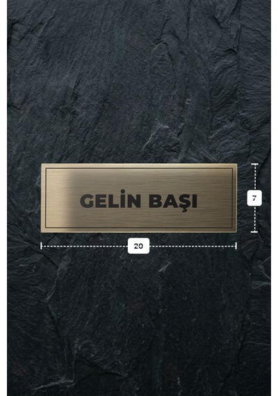 Gelın Başı Yazılı - Metal - Gold Renk - Kapı İsimliği - 20x7 Cm
