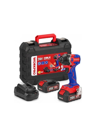 Workpro Wp390108 20volt 4.0ah. Li-ion 230nm Çift Akü Kömürsüz Profesyonel Şarjlı Darbeli Tornavida