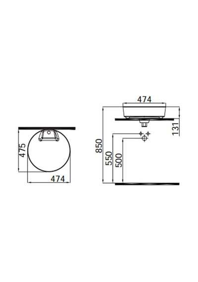 Idevit Slim Daire Gizli Gider Çanak Daire Lavabo 48CM Dahil