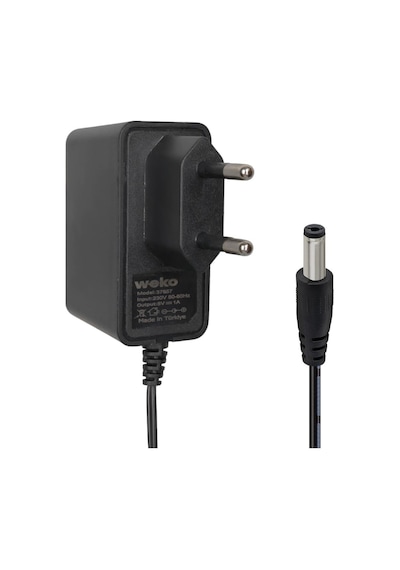 Weko Wk-37857 Plastik Kasa 8 Volt 1 Amper Yerli Üretim 5.5x2.5 Mm Uçlu Priz Tipi Adaptör