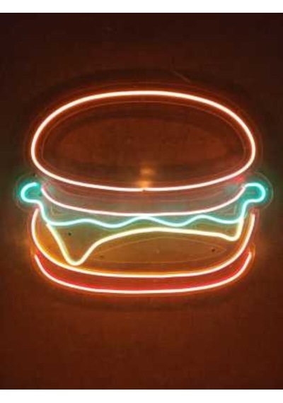 Hamburger Neon Led Burger Tabela Neon Duvar Dekorasyonu