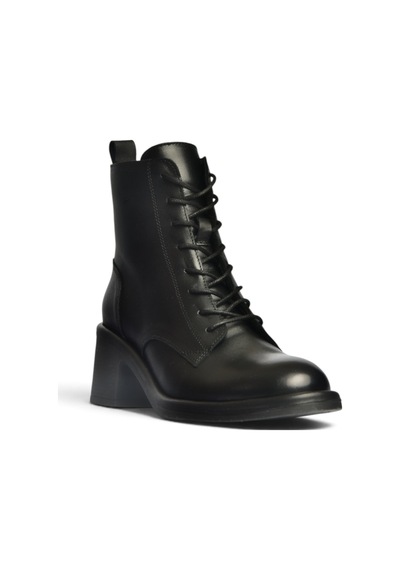 Fox Shoes Z555670603 Siyah Hakiki Deri Kalın Topuklu Kadın Bot