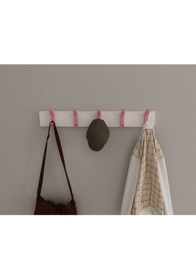 Hepsi3boyutlu Modern Duvar & Kapı Kanca Askılık - 5 Adet Pembe Kanca Askılık - Model No : 2 Pembe