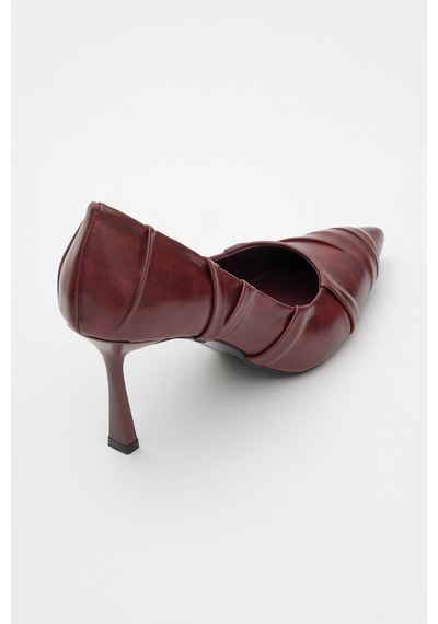 Luvishoes Luvi Shoes Anly Bordo Cilt Kadın İnce Topuklu Ayakkabı Bordo