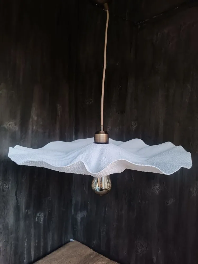 Kumaş Avize L - Pirinç Aksesuarlı Zara Home Tarzı Tasarım Beyaz