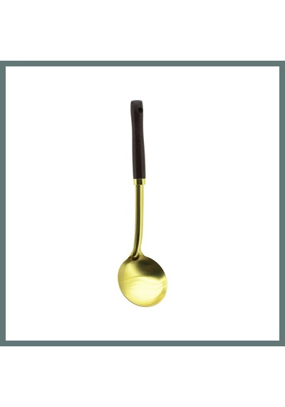 Ventra Metal Servis Kepçe Ahşap Saplı 35cm Altın Ventra