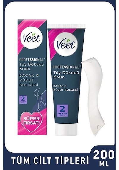 Professional Tüy Dökücü Krem Bacak Ve Vücut Bölgeleri İçin Tüm Cilt Tipleri İçin 200 Ml