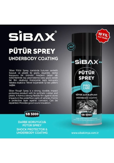 Sibax Gövde Altı Koruma Darbe Koruyucu Pütür Sprey Siyah 400 Ml