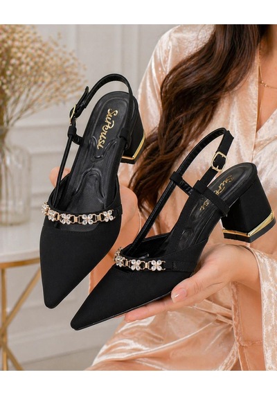Nesilshoes Nesil Shoes Peri 3691 Siyah Saten Kadın Sandalet