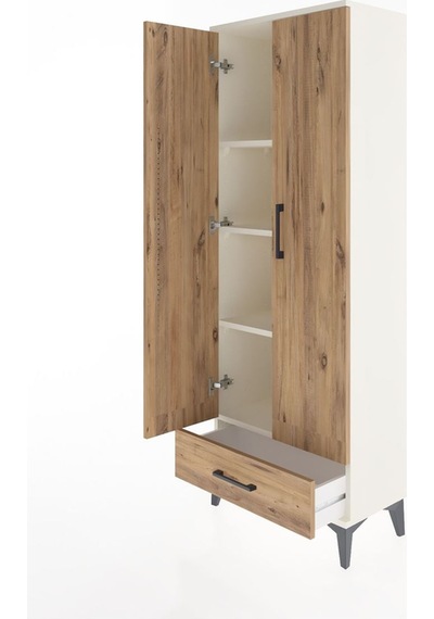 Arges Dolap 4 Raflı Tek Çekmeceli 2 Kapaklı 60x30x163 Aytaşı-çam Aytaşı
