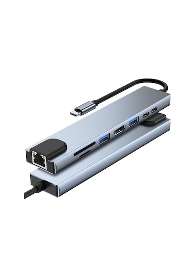 Apple Uyumlu MacBook 8In1 4K Type C Usb 3.0 Hub Hdmı Rj45 Sdtf Adaptörü