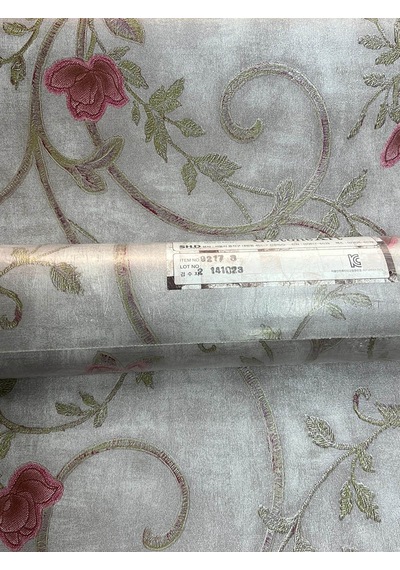 Gri Çiçek Desen Dokulu 16 M2 Duvar Kağıdı 92173 Çok Renkli