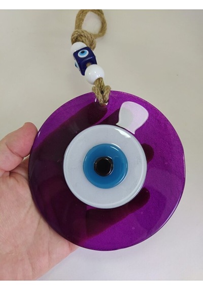 Mor El Yapımı Büyük Cam Nazar Boncuğu 12 Cm