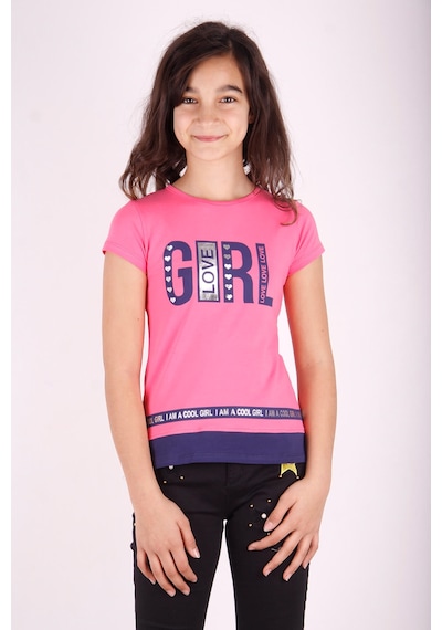 Toontoy Kids Toontoy Kız Çocuk Baskılı T-shirt Fuşya