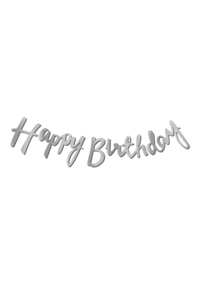 Happy Birthday Gümüş Kaligrafi Banner