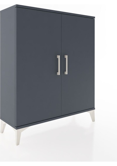 Arges Şifonyer 2 Raflı 2 Kapaklı 88x30x106 Antrasit-antrasit Antrasit