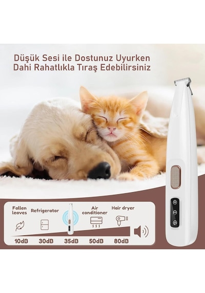 Valkyrie Kedi Köpek Pati Tüy Kesme Makinesi Şarjlı Sessiz Led Işıklı Hassas Bölge Traş Cihazı Seramik Bıçaklı