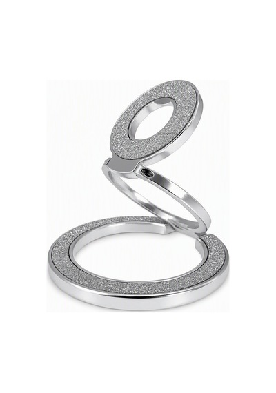 Zore Paris M102 Glitter Magnetik Ring Standlı Simli Telefon Tutucu Gümüş