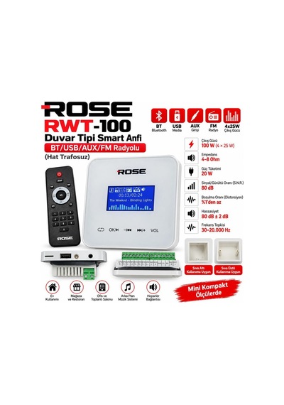 Rose Rwt-100 Duvar Tipi Smart Anfi - Fm Radyolu Hat Trafosuz