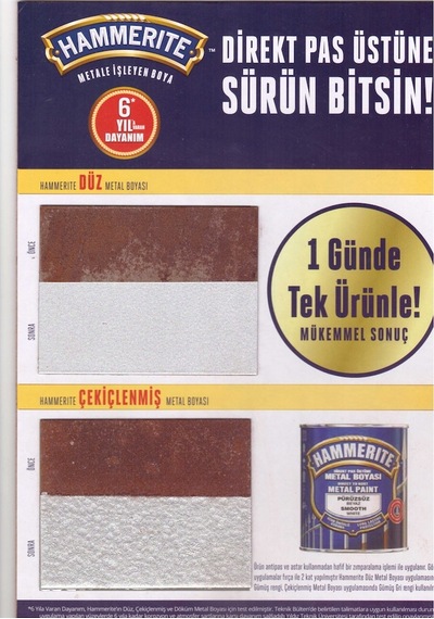 Hammerite Direkt Pas Üstü Metal Boyası 0,75 Lt Düz