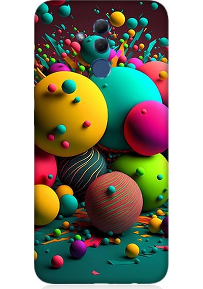 Huawei Mate 20 Lite Uyumlu Silikon Kılıf Renkli Küre Daireler