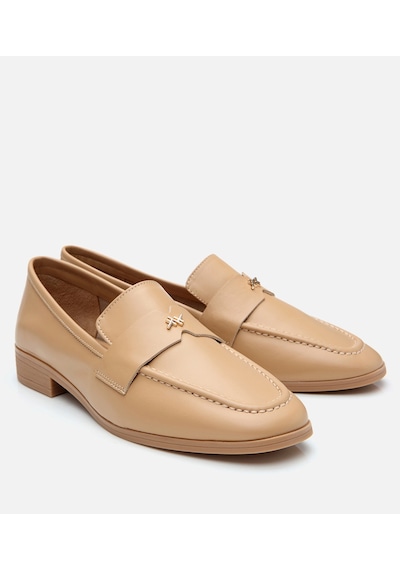 Hotiç Kadın Deri Bej Esnek Tabanlı Klasik Loafer