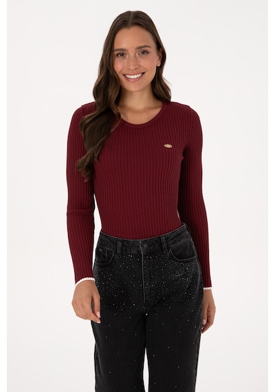 U.S. Polo Assn. Kadın Bordo Bisiklet Yaka Kazak 50314780-VR014