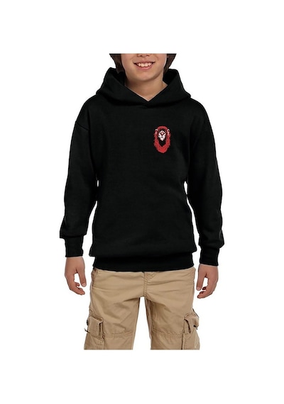 Zepplin Giyim Red Lion Cartoon Siyah Çocuk Kapşonlu Sweatshirt Siyah