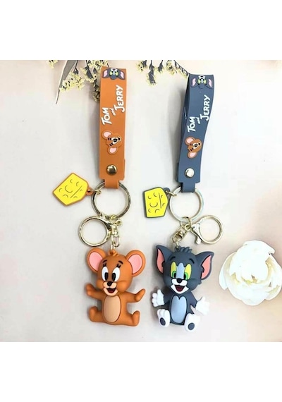 Tom Ve Jerry 3d Karakter İkili Silikon Anahtarlık