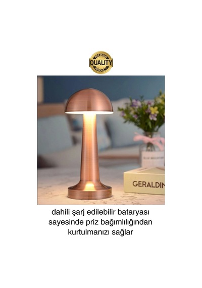 Premium Şarjlı Dokunmatik Masa Lambası 3 Renk Ayarlanabiir Parlaklık Abajur Ambians Dekoratif Klasik Diğer