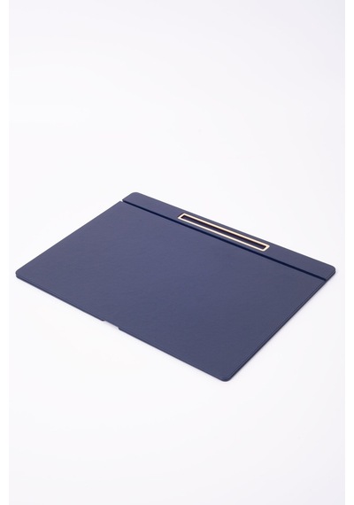 Turgut Office Deri Kapaklı Masa Sümeni Lacivet Gold Detaylı 50 x 35 CM