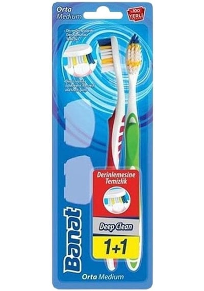 Deep Clean Derinlemesine Temizlik Diş Fırçası 1+1 Orta Açık Ahşap